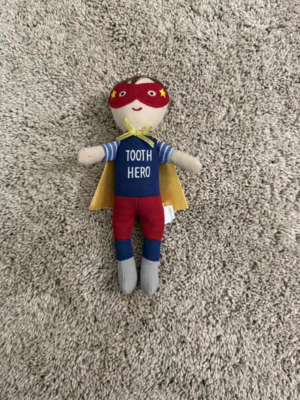 Mud Pie Tooth Hero Plush Doll in Red, Blue, Yellow, Gray